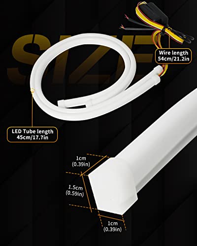 Qasim 45Cm Flowing Turn Signal Light Guide Strip Drl Headlight Assembly 12V Car Led Flexible Strip Lights Daytime Running Lights Car Accessories-2Pack #TOP3