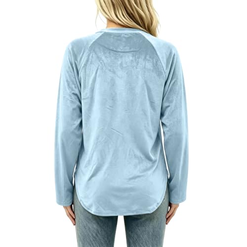 Velvet Tops for Women Long Sleeve Holiday Dressy Blouses Light Blue M | Christmas Party Outfits,Going Out Tops,Casual Basic Tees,Fall Winter Clothes,Night Wear,Work Office Shirts — view 6