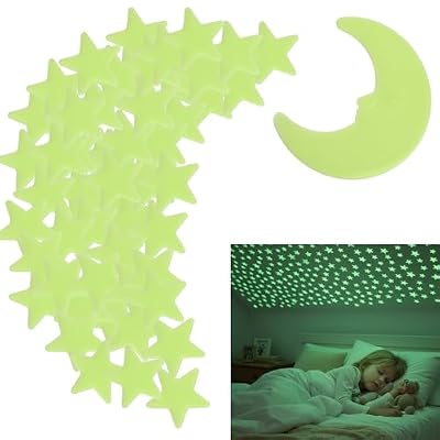 ACKKOR 300 estrellas que brillan en la oscuridad y 2 lunas, adhesivos para techo, habitación de niños y bebés, seguros, removibles y reutilizables | Ya disponible en tu tienda friki favorita! En mundofriki.es!