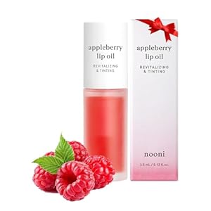 NOONI Korean Lip Oil – Appleberry | Lip Stain, Gift, Moisturizing, Revitalizing, and Tinting for Dry Lips with Raspberry Fruit Extract, Holiday, Christmas Gift, 0.12 Fl Oz