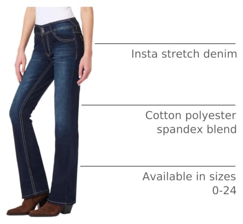 Image of WallFlower Luscious Curvy Bootcut Jeans for Women, Mid-Rise Insta Stretch Denim, Size-Inclusive Juniors Jeans