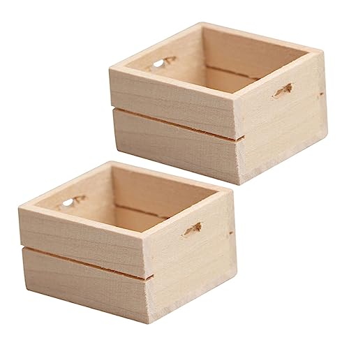 Yardwe 2pcs Miniature Fruit Basket Realistic Wooden Decor for Dollhouse Micro Landscape Mini Food Toy Storage for Diy Home Accessories