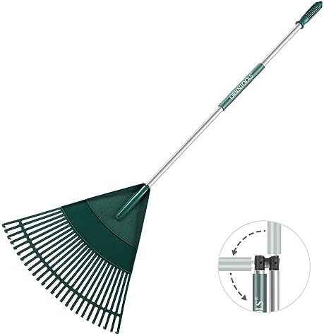 Caossuixin Gartenrechen Verstellbar 75-158cm - 16 Stahlzinken Für Rasen & Boden
