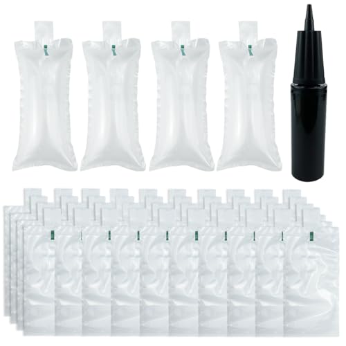 ZJIVQO 50 Stück transparente Polyethylen-Luftkissenbeutel mit Pumpe, 19,5 x 10 cm