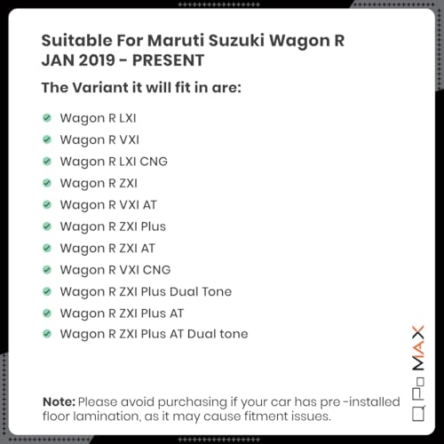 Image of Q Po Wagon R (MAX) Jan 2019 - Present ECO TPE Car Floor Mat | All Weather Mats for Wagon R (Jan 2019 - Present) (Black)