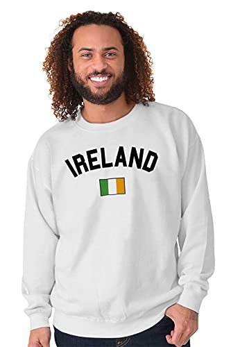 Brisco Brands Irish Flag Ireland Soccer Fan Pride Sweatshirt For Men Or Women White #TOP3