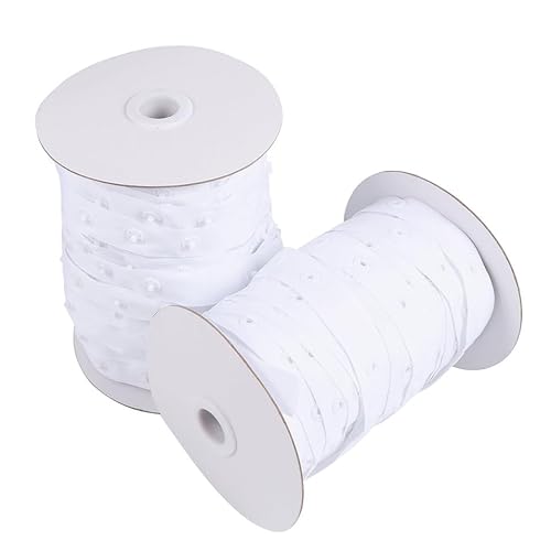 Artibetter Ceinture Snapper Blanche 1,8 Cm en Polyester, Bouton Pression Invisible Facile à Utiliser, Résistant, pour Vêtements et Rideaux, 2 Rouleaux Inclus