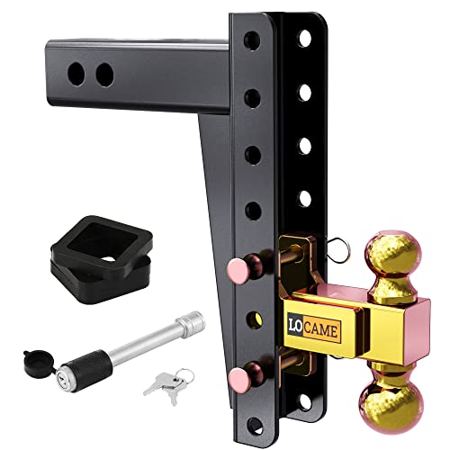 Locame Adjustable Trailer Hitch, Fits 2.5-Inch Receiver, 11-Inch Drop/Rise Drop Hitch, 21000Lbs Gtw, Tow Hitch For Heavy Duty Truck With Double Pins, Solid Ball Mount, Lc0048 #TOP5