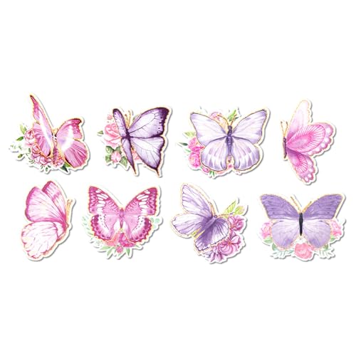 Troqueles de corte de mariposa para caramelos, mariposa recortada colorida, 8 tarjetas de envoltura de mariposa, suministros de arte divertidos para fiestas de cumpleaños