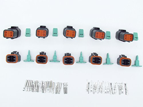 Cnkf 5 Sets 4Pin Dt Connector Kit Waterproof Sealed Electrical Plug Housing Wire Dt Connector 22-16Awg Dt04-4P Dt06-4S (Black) #TOP4