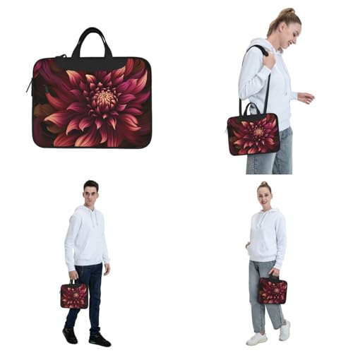 Bolso Tote para Laptop con Diseño Floral Rojo Vino miniatura 7