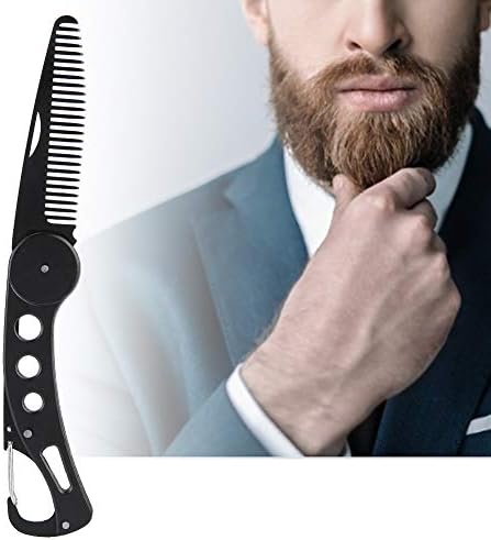 Vruping Stainless Steel Beard Comb, Portable Foldable Beard Comb, Men Beard Mustache Styling Hair Combs Antistatic Mustache Comb Perfect for Wallet and Pocket
