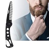 Vruping Stainless Steel Beard Comb, Portable Foldable Beard Comb, Men Beard Mustache Styling Hair Co