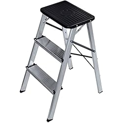 Amig - Escalera pequeña de 3 peldaños | Plegable | Taburete con escalones Antideslizantes | Peso máximo 150 kg | Aluminio