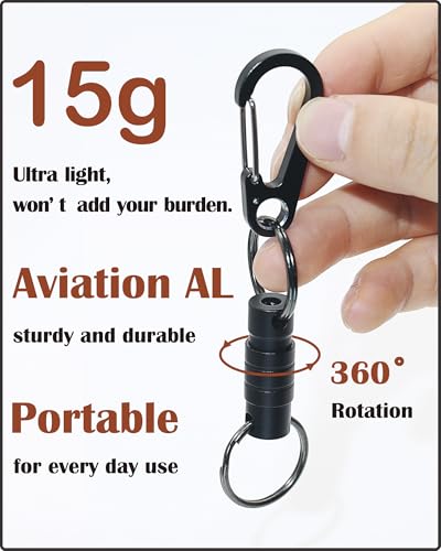 Image of Quick Release Keychain Clip, Small Carabiner Clip & Pull Apart Detachable Key Ring, Car Key Chain Hooks Keyring