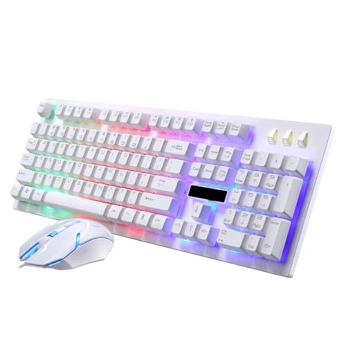 Teclado blanco y mouse para PC con diseño ergonómico y antifantasma 4