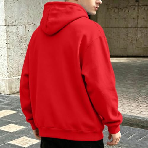 Mens Christmas Hoodie Long sleeve Pullover Graphic Sweatshirts with Pocket | Festive graphic, cozy pullover hoodie with kangaroo pocket for men, for Christmas parties, winter outings and casual wear — view 3
