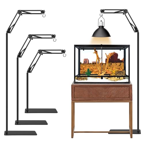 BOURDSERK Reptile Lamp Stand, Adjustable 15.7 to 74.3 In Heat Lamp Metal Bracket Floor Light Holder for Lizards Bearded Dragons Chicks Terrarium Tank by BOURDSERK - Used condition - CA$35.04