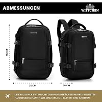 WITTCHEN Handgepäck Rucksack Free on Board Kabinentasche 40 × 25 × 20 cm Reisetasche Polyester Laptopfach 14,5'' RFID-Tasche Schultergurt USB-Anschluss Schwarz – Ansicht 2