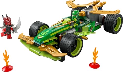 LEGO Ninjago La Voiture de Course à rétrofriction de Lloyd - Véhicule de Sport à Construire - Inclut 2 minifigurines de Lloyd et d'un Guerrier draconique - Idée Cadeau pour garçon dès 7 Ans 71828