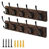 Coat Rack Wall Mount - POZEAN 2 Pack Hat Rack with 10 Wall Hooks Coat Hooks, Wall Coat Racks with Ho