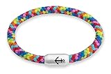 Paris Montana • Das Original Rainbow-Regenbogen-Segeltau-Armband, Unisex, Gravur: LGBT, Sylt, Anker oder Ibiza, Magnetverschluss, Durchmesser 6mm Ø (Rainbow - Anker, 21.00 CM)