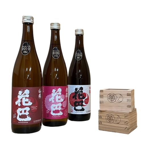 吉野の地酒 “花巴" のみくらべ 720ml 3種セット(吉野杉枡 2個付き)|日本酒 地酒 純米酒 のみ比べ 杉マス