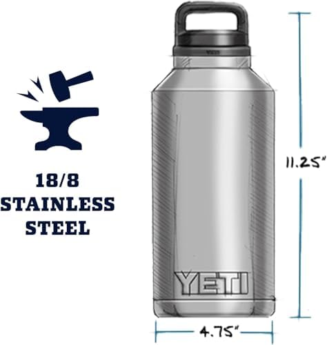 YETI Rambler 64 oz Bottle, Vacuum Insulated, Leakproof, Stainless Steel with Chug Cap, Olive/King Crab Orange — view 3