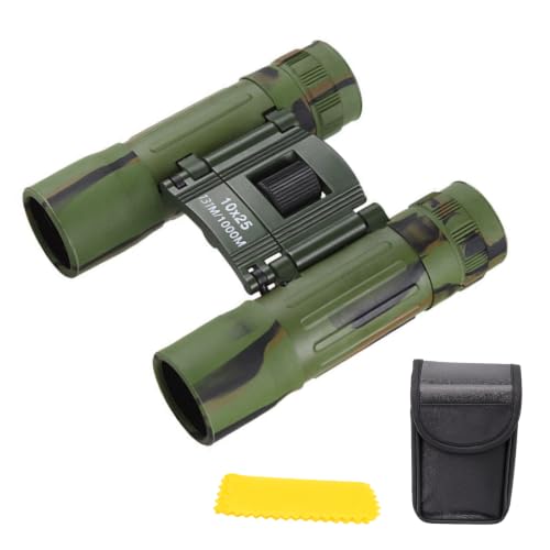 10×25 Tragbares Fernglas mit HD-Optik, Kompaktes Dachkant-Fernglas für Jagd, Wandern, Konzerte, Sport, Camping, Safari, Reisen und Outdoor-Beobachtung