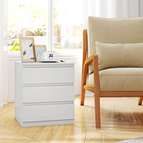 Miniatura 9 de Homcom Cómoda 3 Cajones Con Cierre Suave, Cómoda Dormitorio, Cajonera Para Salón, Oficina, Estilo Moderno, 45x40x52,8 Cm, Blanco