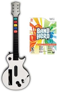 White Wireless Guitar Controller compatible with Wii & Band Hero Game | Bundle, Wireless, White