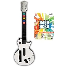 White Wireless Guitar Controller compatible with Wii & Band Hero Game
