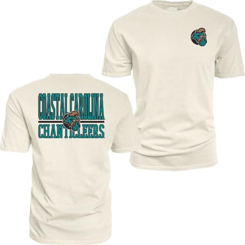 Coastal Carolina Chanticleers NCAA Officially Licensed T-Shirt Ringspun Front/Back Mascot Ivory, X-Large