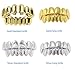 Smileheven Hiphop Teeth Grillz Punk Set Gold/Silver Plated Dental Jewelry (Upper & Lower) Adjustable Snap-on Teeth Covers for Parties, Concerts - Hip Hop Fashion Accessories (Silver,Fang Grillz)