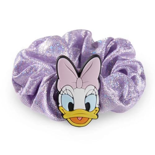 Image of Disney Minnie Mouse Scrunchies Satin No Damage Hair Ties for Girls | Officially Licensed, Smooth Satin, Sparkling Character Badge, No-Crease Hold, Gentle Stretch, Secure Fit