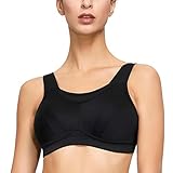 Deyllo Damen Sport BH Starker Halt Große Größen Sport-BH für Fitness Lauf Yoga(Schwarze,38DDD / 85F)