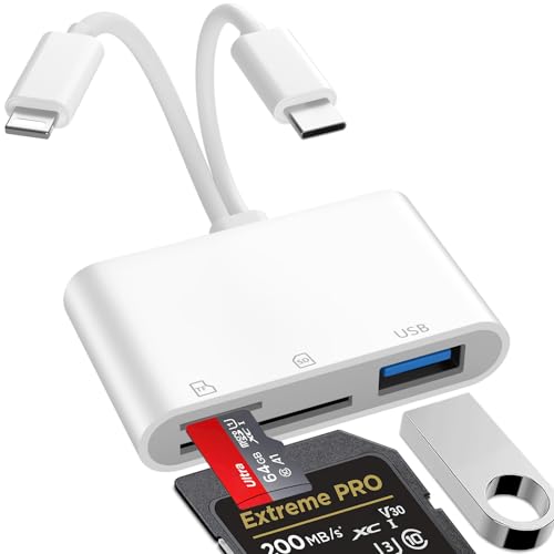 Vecbmn Lector de tarjetas SD Lightning 3 en 2, compatible con SanDisk