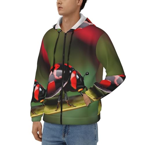 Sweat décontracté homme à manches longues avec capuche zippée rouge