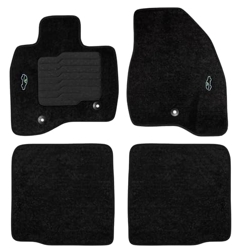 ecoMats Carpet Floor Mats Custom Fit for 2015 to 2019 Ford Explorer with Driver Non-Slip Heel Pad and Safety Locks - Front and Rear Black