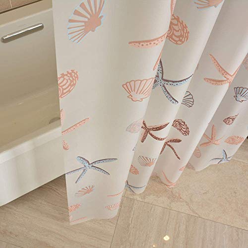 Xigui Modern Bathroom Shower Curtain, Waterproof Peva Plastic Sea Shell Shower Curtain Liner With Hooks Shower Curtain Liner 71 X 71 In,13 Hooks Set #TOP5