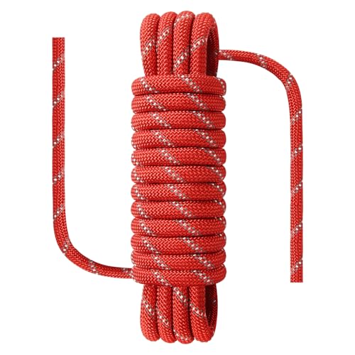 NorthPada Climbing Rope, Waterproof Anti-Freezing Static Rope, 18 kN, 1/2 in x 16 ft, Reflective Red, Floating, for Climbing, Arborist, Rappelling, Swing, Boating, Marine, Rafting and Caving