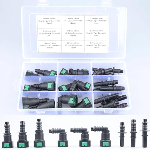 AC PERFORMANCE 24PCS Assorted Fuel Line Quick Connector Kit, SAE 7.89mm & 9.49mm & 9.89mm to 8mm