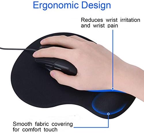 JIKIOU Ergonomic Mouse Mat Wrist Rest Support, Gel Mouse pad with Non Slip PU Base, Mouse Wrist Rest Pad for Laptop Computer Office Working Pain Relief