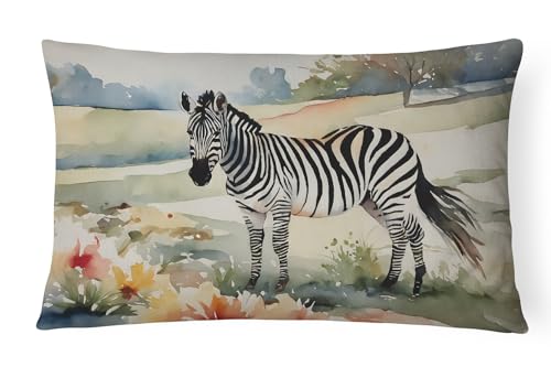 Caroline's Treasures DAC3016PW1216 Zebra Throw Pillow Machine Washable, Indoor Outdoor Decorative Pillow for Couch, Bed or Patio, 12HX16W