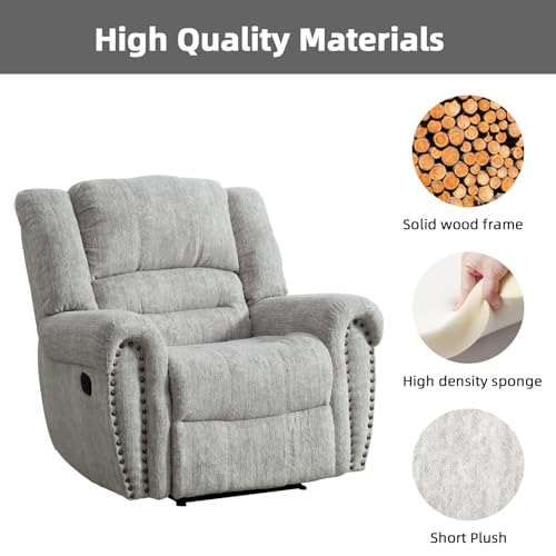 Image of CANMOV Manual Recliner Chair Set of 2, Classic and Traditional Manual Recliner Chair with Comfortable Arms and Back Single Sofa for Living Room, White Grey