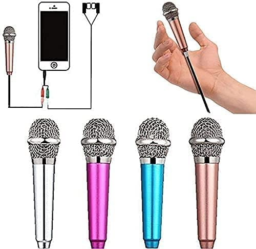 Mini Microphone,Singing Mic Equipment,Beautiful Vocal Quality,Mini Type Space Saving,Metal Frothing Process,3.5mm Audio Connector,Suitable for Laptop, iPhone, Android Phone (Golden)