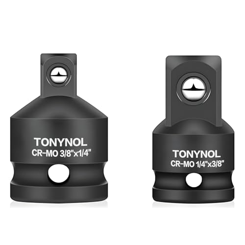 TONYNOL Adaptador de enchufe de impacto, 2 piezas, 3814, acero Cr-Mo, mejora las conversiones de controladores de impacto, para uso en automóviles y construcción.
