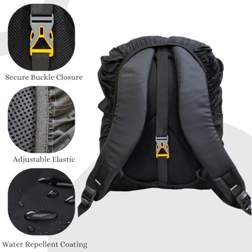 Image of Alienoid Waterproof Bag Rain Cover | Rain, Dust & Scratch Protection | Elastic Fit Luggage Cover | Ideal for Backpack, Trekking, Travel, School, Office (20-30L) (Black Checked)