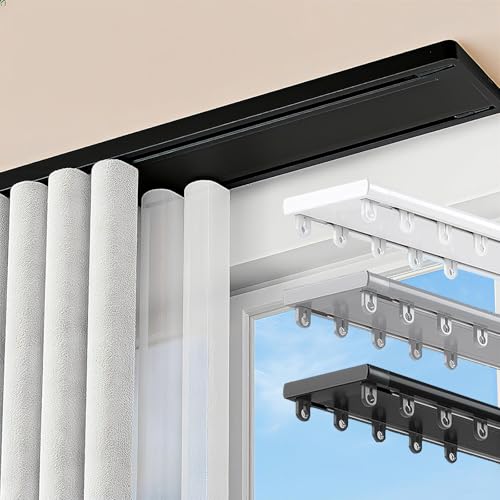 Double Curtain Rail Ceiling Curtain Track 2.6-19.7 ft Heavy Duty
