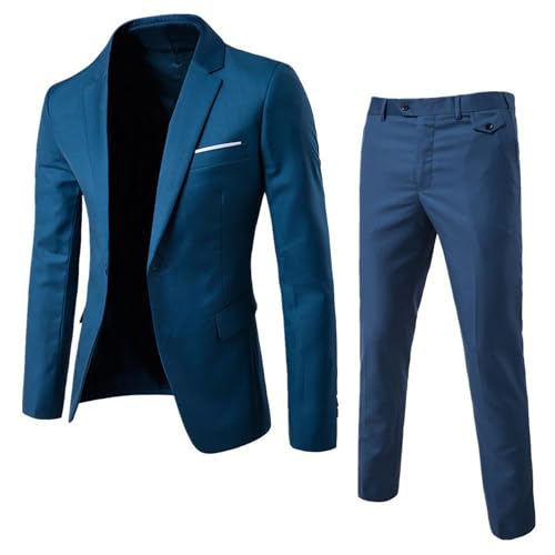 Jueshanzj Terno masculino de duas peças, terno casual, Azul-escuro, XGG
